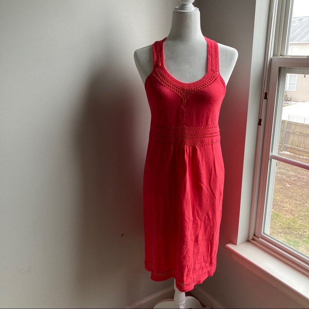 ATHLETA sleeveless coral crochet cotton dress